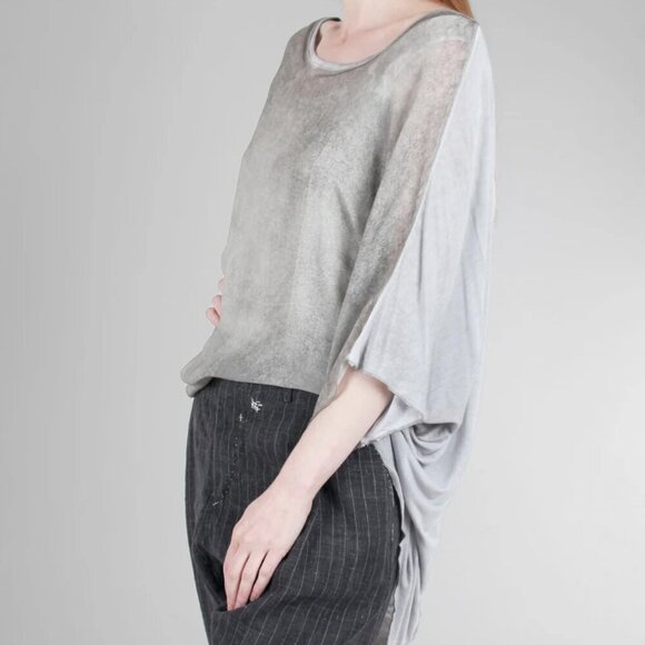 Umit Unal Acid Spray Top Oversized Blouse 100% Silk in Gray - Picture 3 of 16